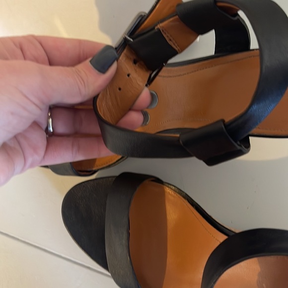 Calvin Klein Black Leather & Cork Wedges Sz 10 - Picture 4 of 11